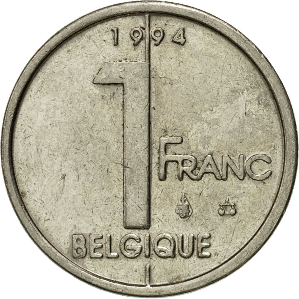 Coin, Belgium, Albert II, Franc, 1994, Brussels, EF(40-45), Nickel Plated Iron