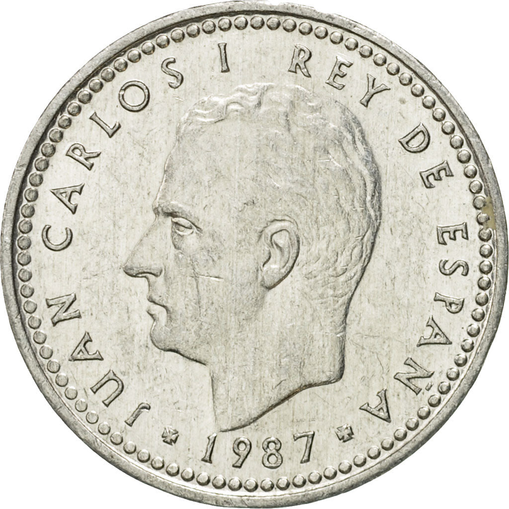 Münze, Spanien, Juan Carlos I, Peseta, 1987, SS+, Aluminium, KM:821