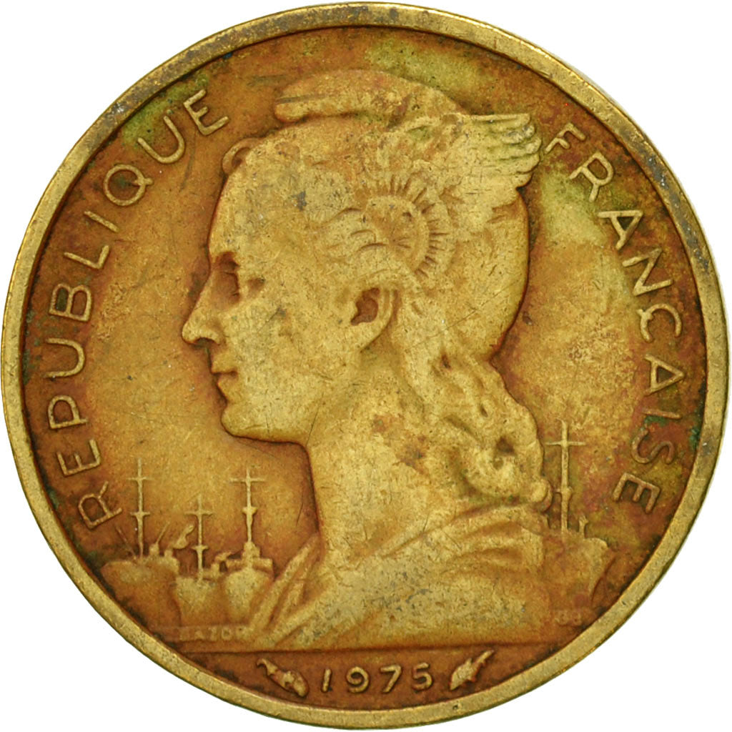 Coin, FRENCH AFARS & ISSAS, 10 Francs, 1975, Paris, EF(40-45), Aluminum-Bronze