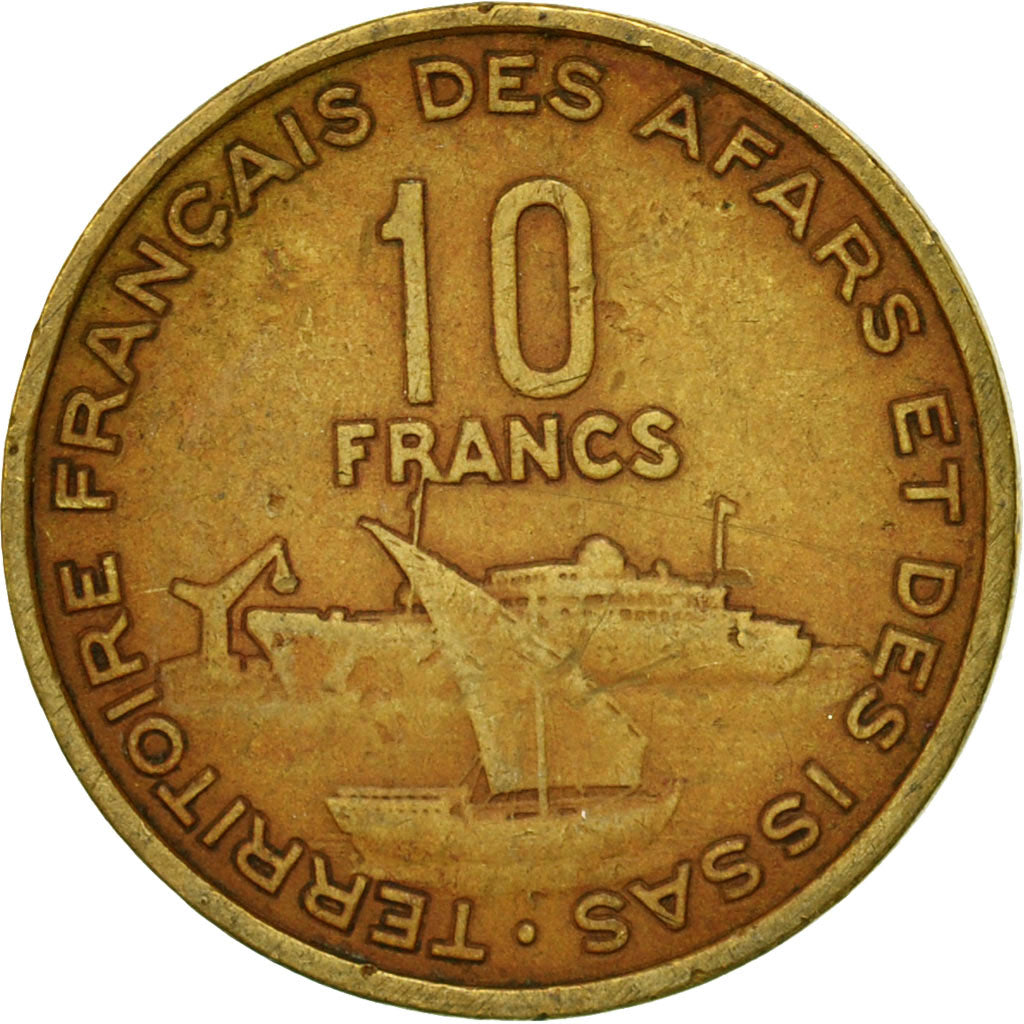 Coin, FRENCH AFARS & ISSAS, 10 Francs, 1975, Paris, EF(40-45), Aluminum-Bronze