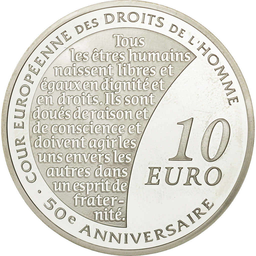 France, 10 Euro, 2009, Human Rights, Proof, Silver, KM:1584