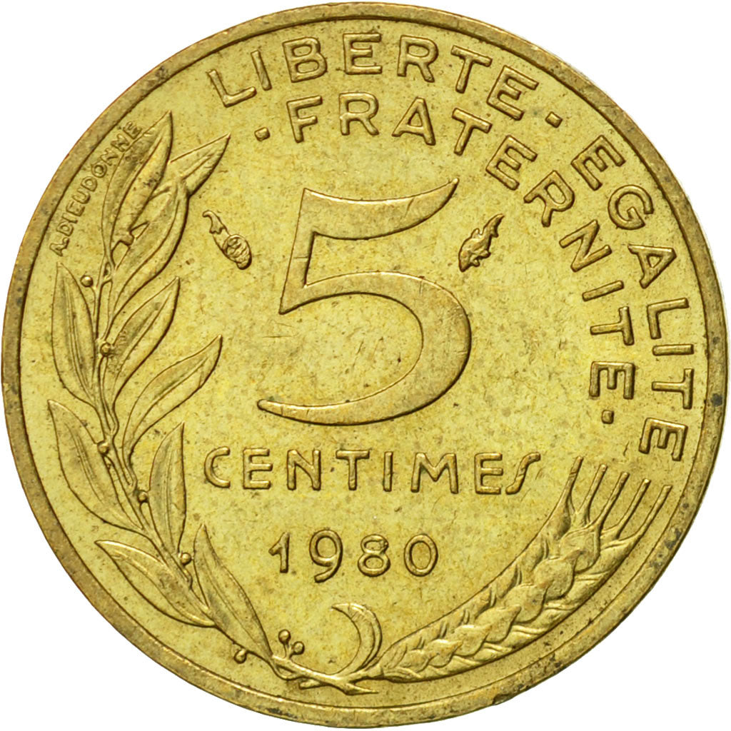 Coin, France, Marianne, 5 Centimes, 1980, Paris, EF(40-45), Aluminum-Bronze
