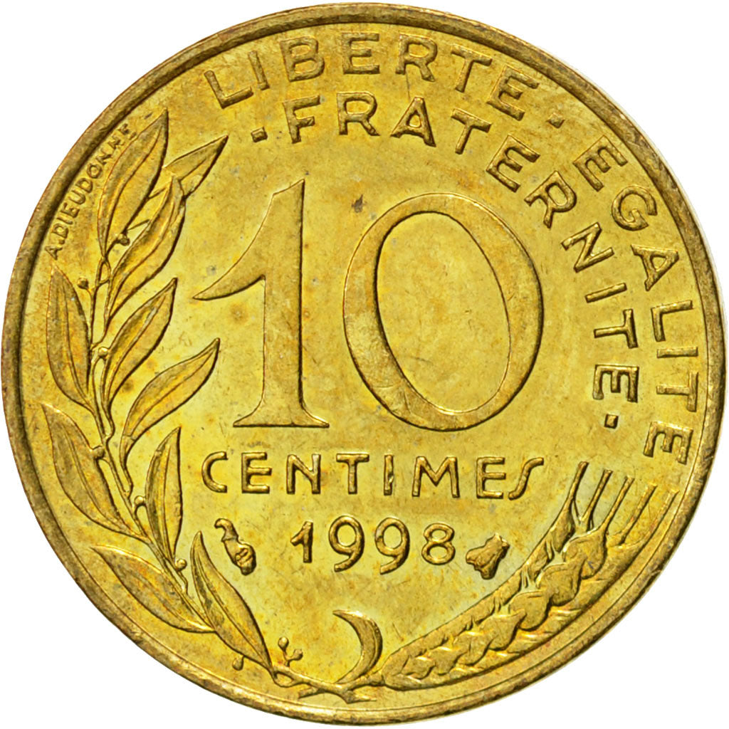 Coin, France, Marianne, 10 Centimes, 1998, Paris, EF(40-45), Aluminum-Bronze