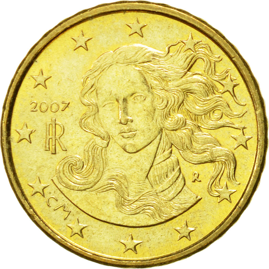 Italy, 10 Euro Cent, 2007, AU(55-58), Brass, KM:213