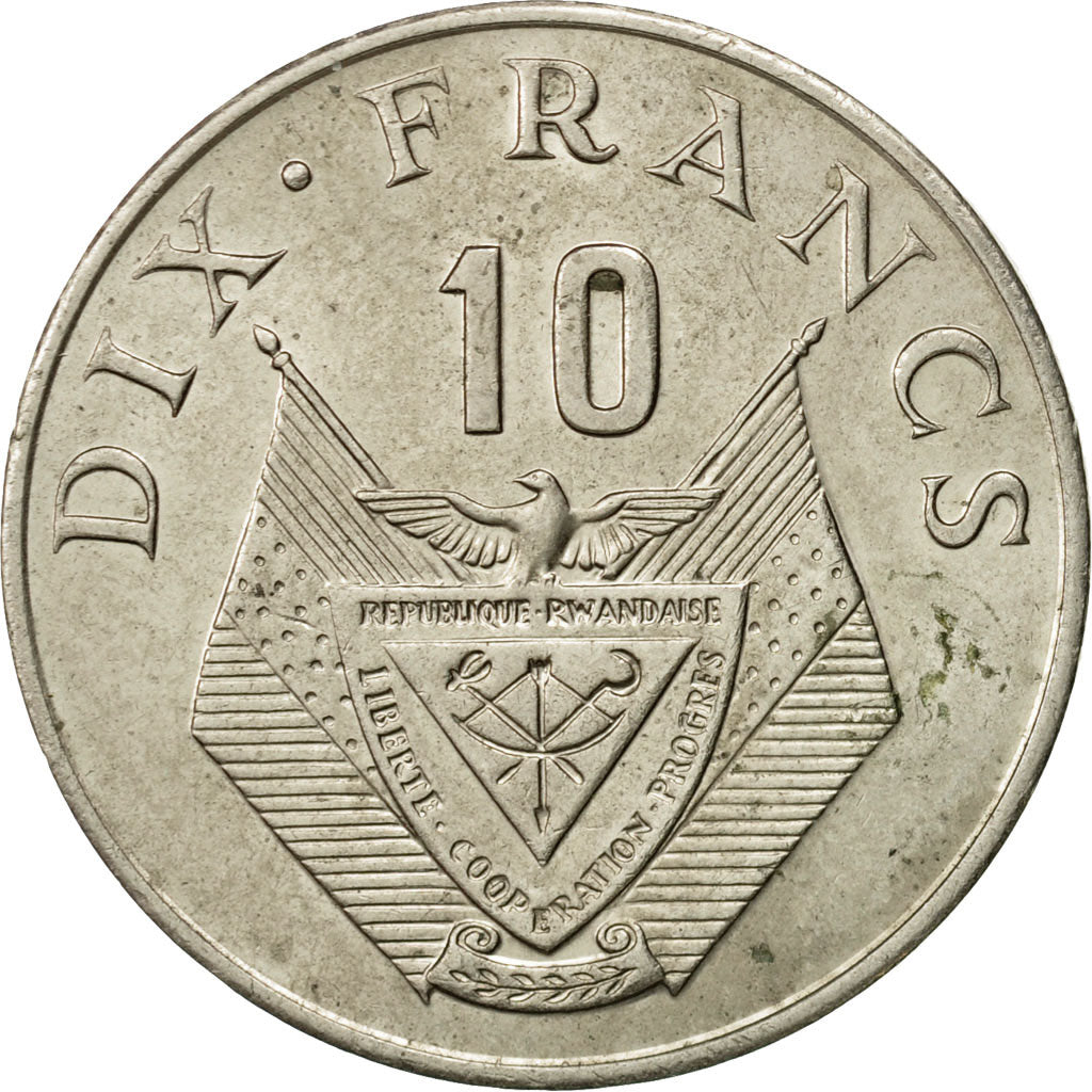 Coin, Rwanda, 10 Francs, 1974, British Royal Mint, EF(40-45), Copper-nickel