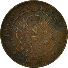 Moneda, Argentina, Centavo, 1884, BC+, Bronce, KM:32