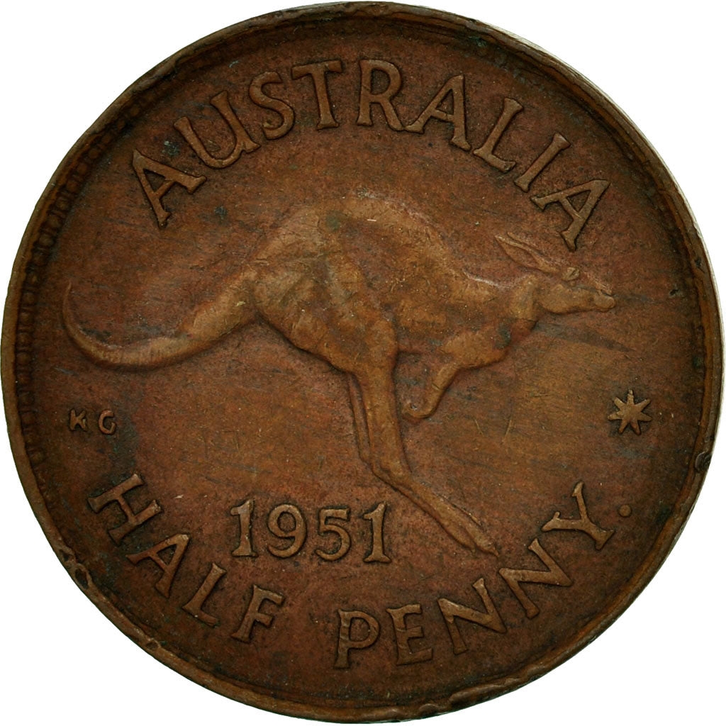 Coin, Australia, George VI, 1/2 Penny, 1951, EF(40-45), Bronze, KM:42