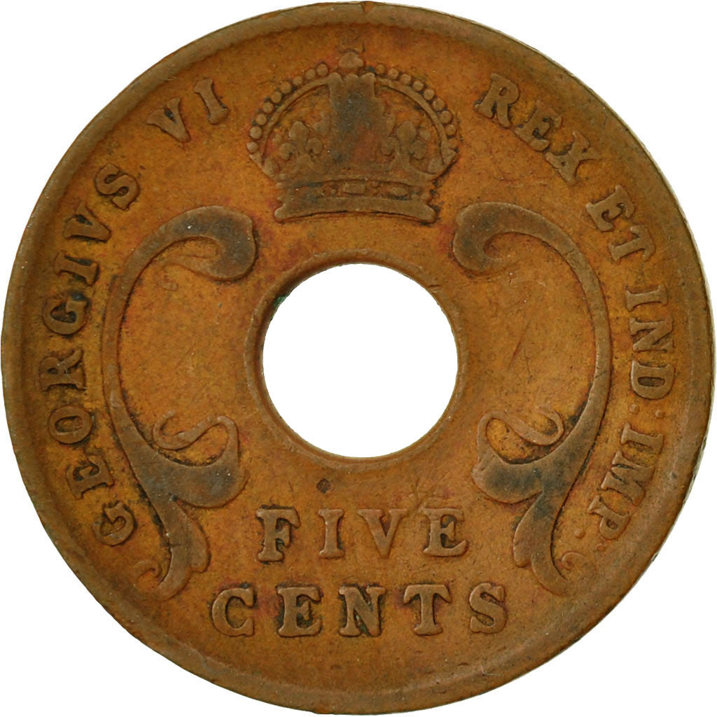 Coin, EAST AFRICA, George VI, 5 Cents, 1942, VF(20-25), Bronze, KM:25.2