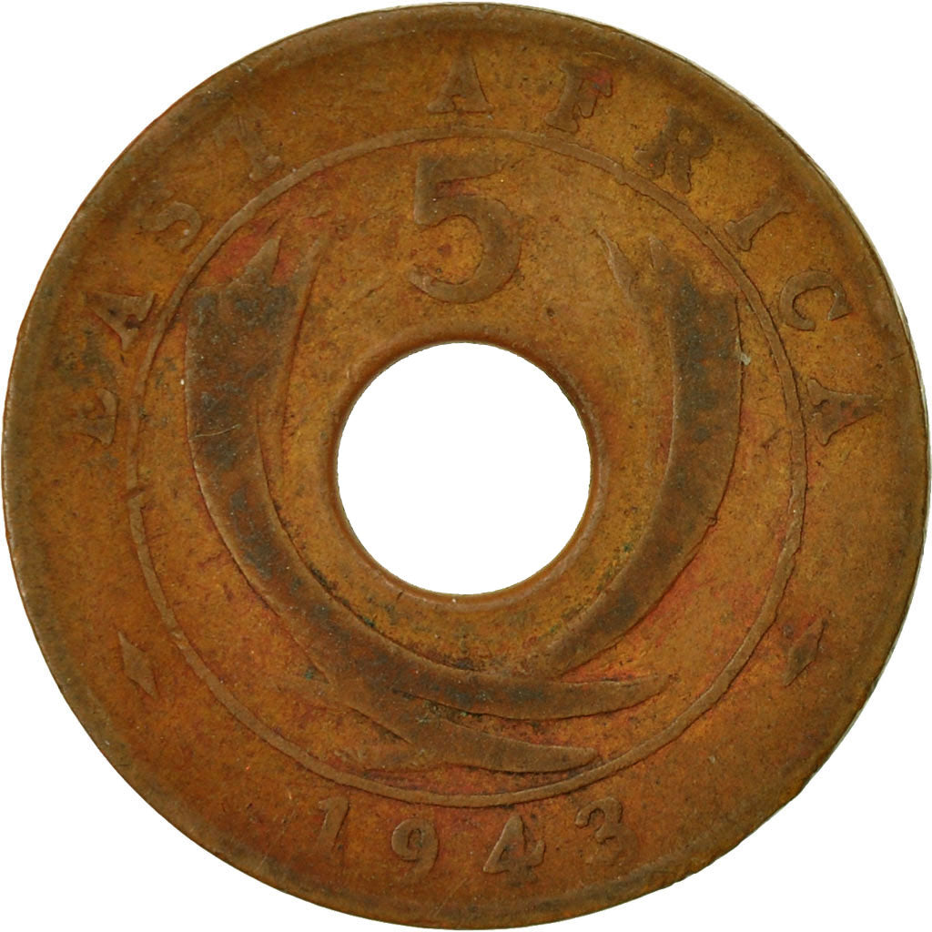 Coin, EAST AFRICA, George VI, 5 Cents, 1942, VF(20-25), Bronze, KM:25.2
