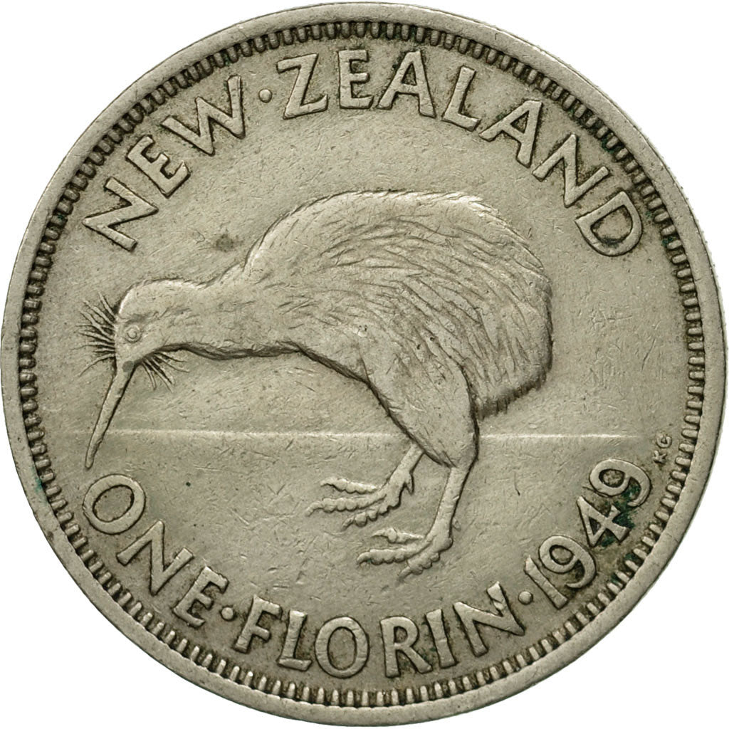Coin, New Zealand, George VI, Florin, 1949, EF(40-45), Copper-nickel, KM:18