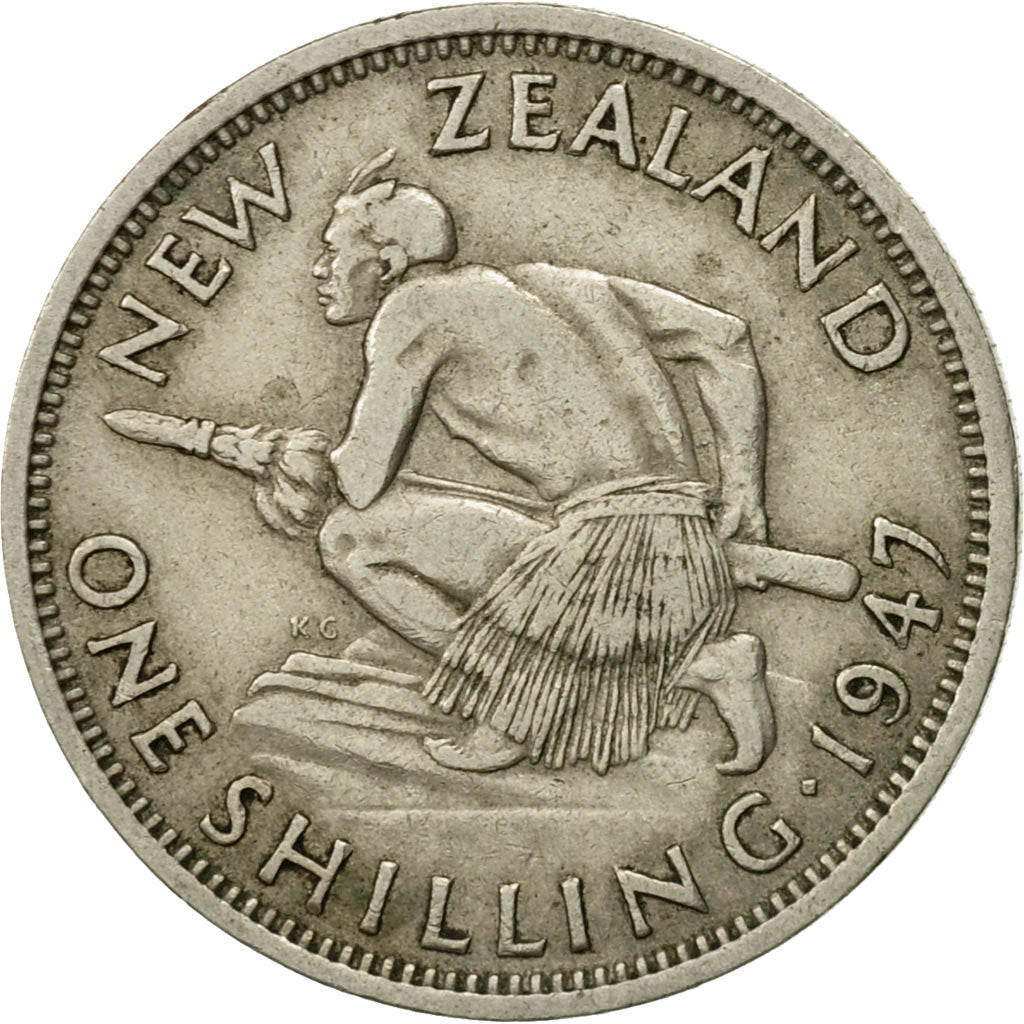 Coin, New Zealand, George VI, Shilling, 1947, EF(40-45), Copper-nickel, KM:9a