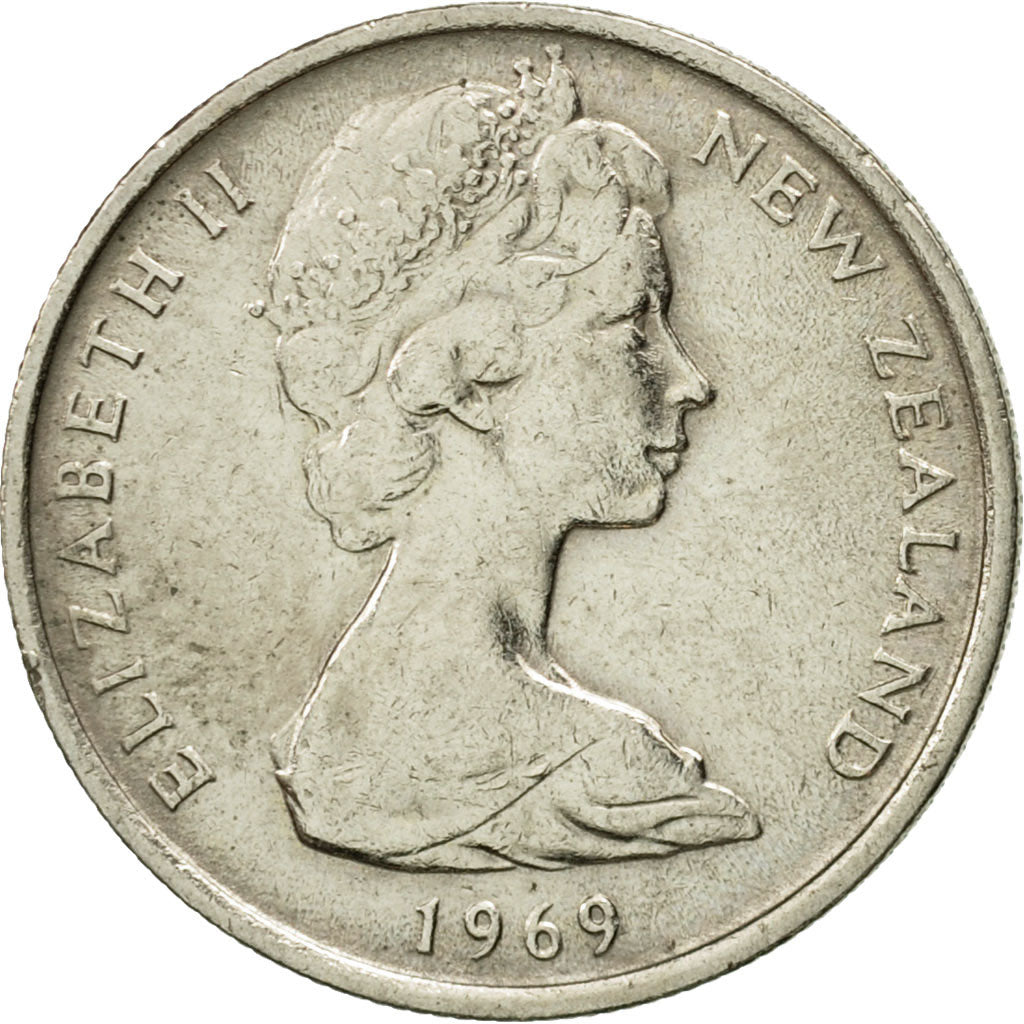 Moneda, Nueva Zelanda, Elizabeth II, 5 Cents, 1969, MBC+, Cobre - níquel