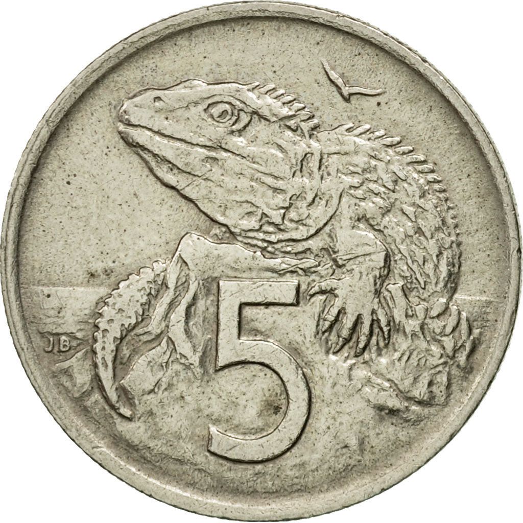 Moneda, Nueva Zelanda, Elizabeth II, 5 Cents, 1969, MBC+, Cobre - níquel