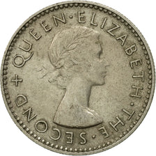 Moneta, Nuova Zelanda, Elizabeth II, 6 Pence, 1957, BB, Rame-nichel, KM:26.1