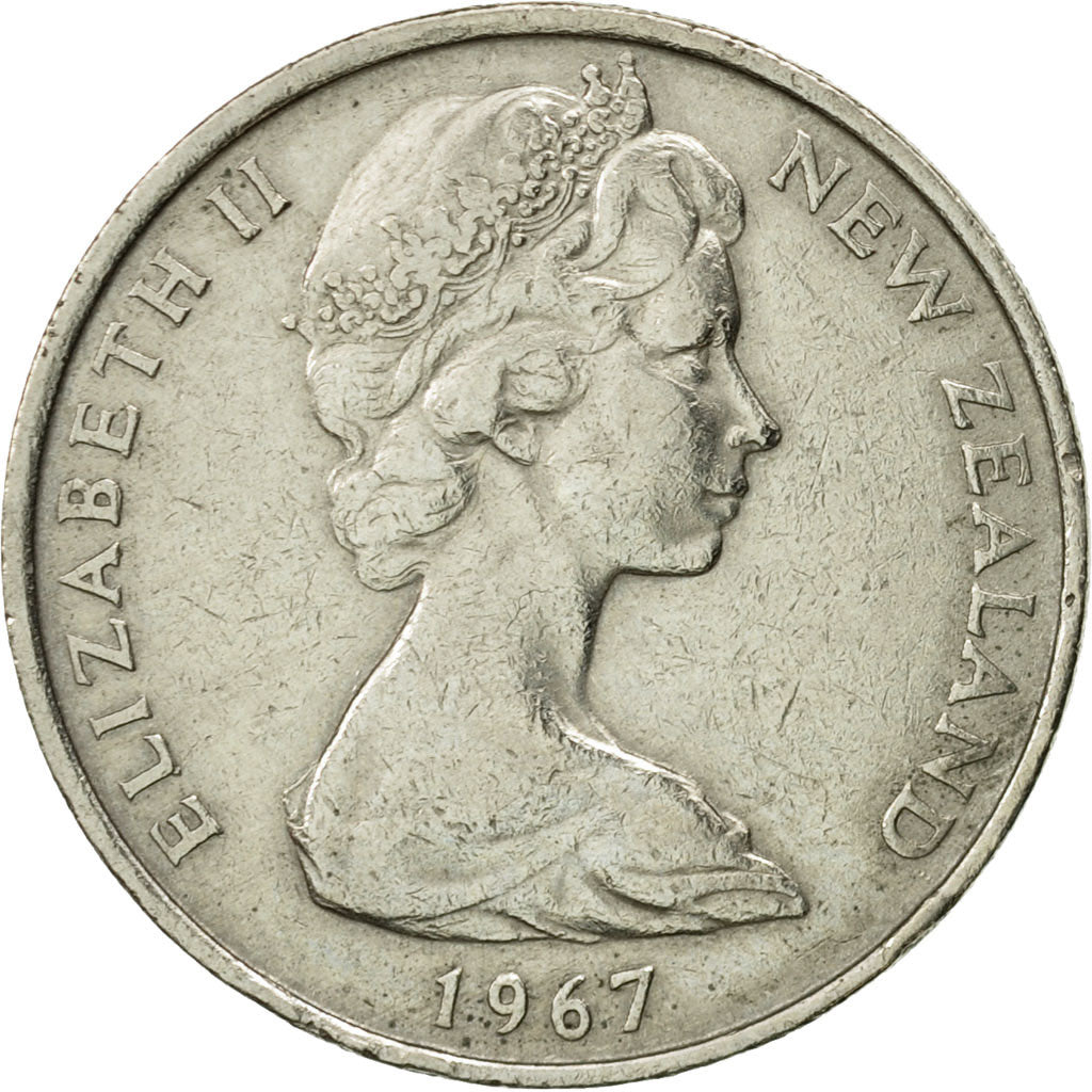 Monnaie, Nouvelle-Zélande, Elizabeth II, 10 Cents, 1967, TTB, Copper-nickel