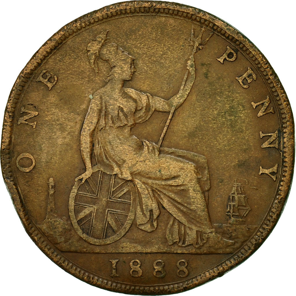 Coin, Great Britain, Victoria, Penny, 1888, VF(20-25), Bronze, KM:755