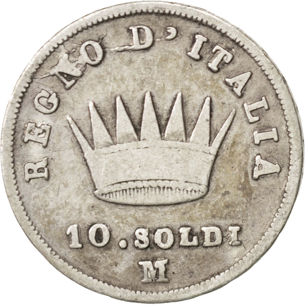 Italie, Royaume de Napoléon, 10 Soldi 1814 M (Milan), KM C6.1