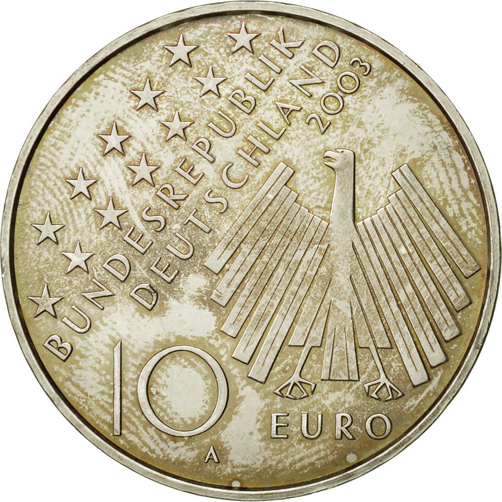 GERMANY - FEDERAL REPUBLIC, 10 Euro, 2003, MS(63), Silver, KM:226