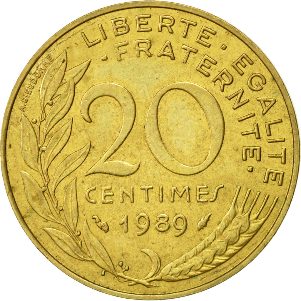 Moneta, Francia, Marianne, 20 Centimes, 1989, Paris, BB, Alluminio-bronzo
