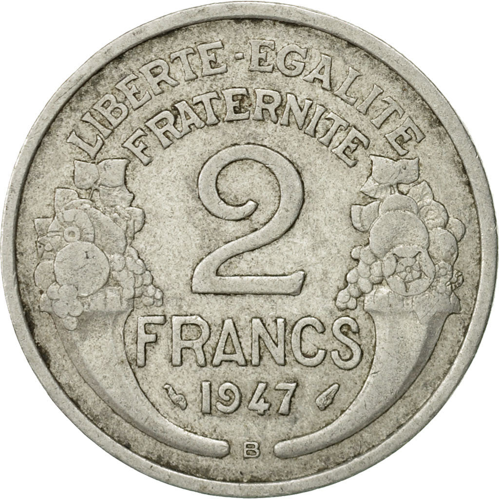 Coin, France, Morlon, 2 Francs, 1947, Beaumont - Le Roger, EF(40-45), Aluminum