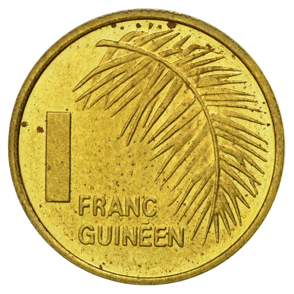 Coin, Guinea, Franc, 1985, AU(50-53), Brass Clad Steel, KM:56