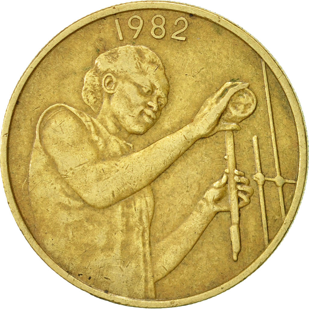 Coin, West African States, 25 Francs, 1982, Paris, EF(40-45), Aluminum-Bronze