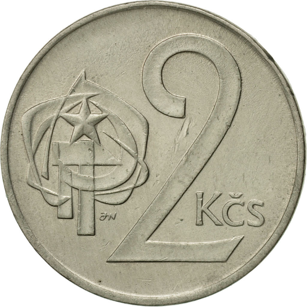 Coin, Czechoslovakia, 2 Koruny, 1974, AU(50-53), Copper-nickel, KM:75