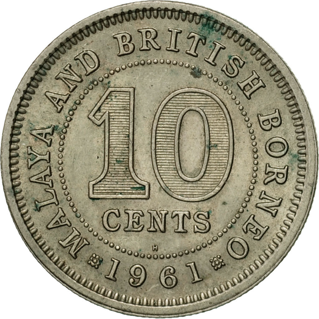 Coin, MALAYA & BRITISH BORNEO, 10 Cents, 1961, EF(40-45), Copper-nickel, KM:2