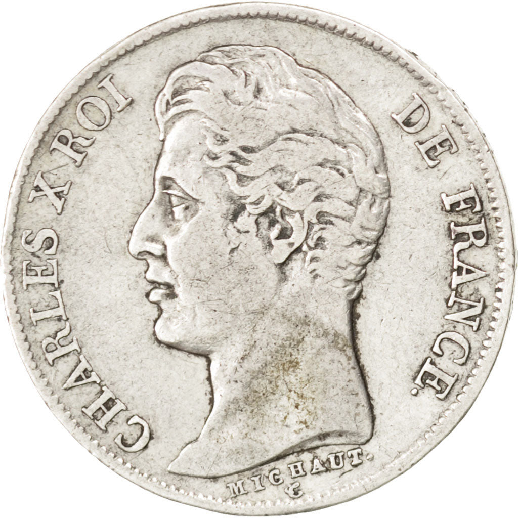 FRANCE, Charles X, Franc, 1826, Paris, KM #724.1, EF(40-45), Silver, Gadoury...