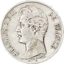 FRANCE, Charles X, Franc, 1826, Paris, KM #724.1, EF(40-45), Silver, Gadoury...