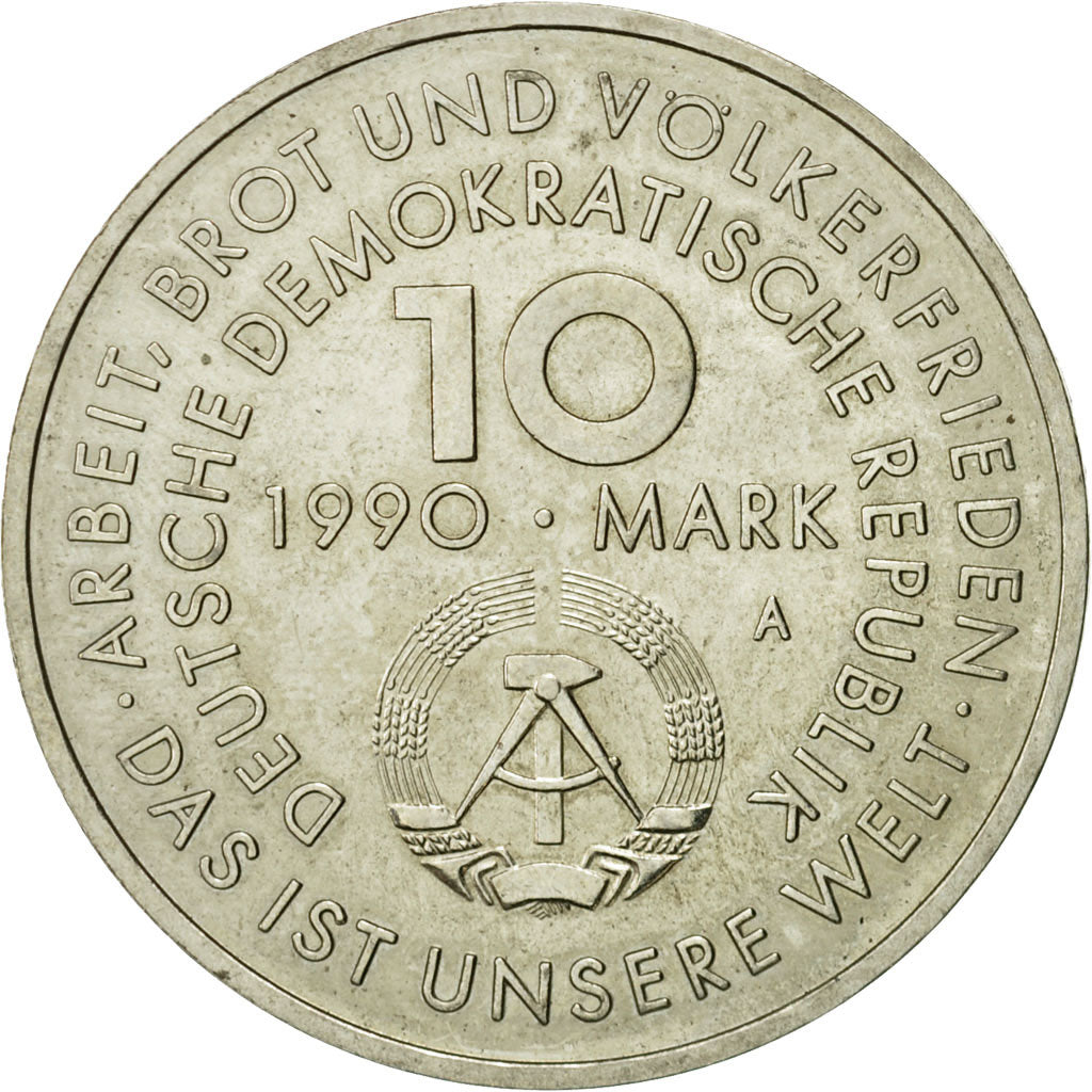 Coin, GERMAN-DEMOCRATIC REPUBLIC, 10 Mark, 1990, Berlin, AU(50-53)