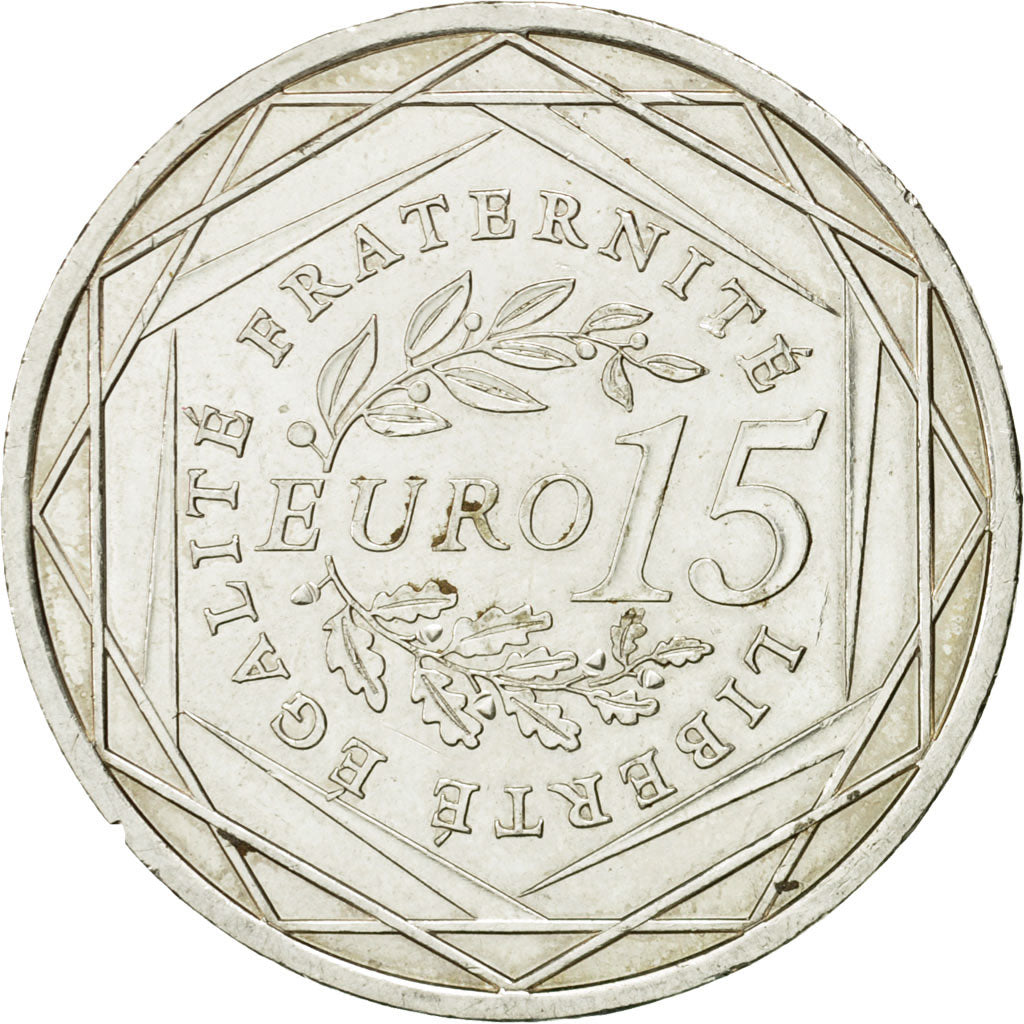 France, 15 Euro, 2008, AU(55-58), Silver, KM:1535
