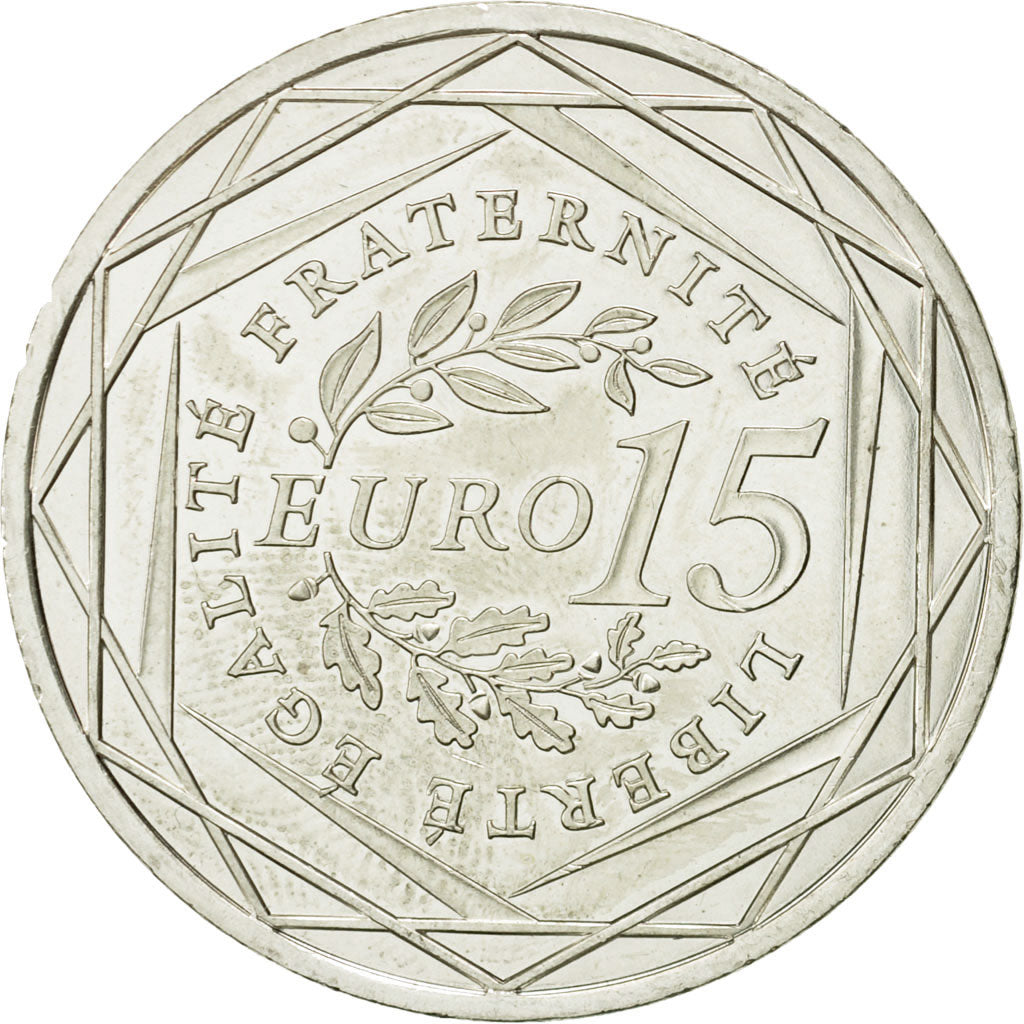 France, 15 Euro, 2008, MS(63), Silver, KM:1535