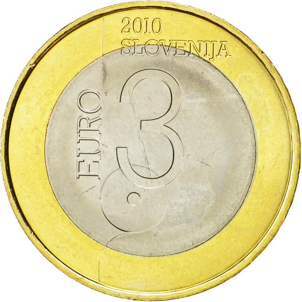 Slovenia, 3 Euro, 2010, AU(55-58), Bi-Metallic, KM:95