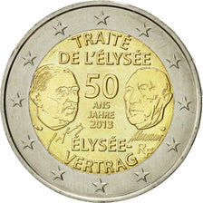 France, 2 Euro, Traité de l'Elysée, 2013, MS(63), Bi-Metallic, KM:2094