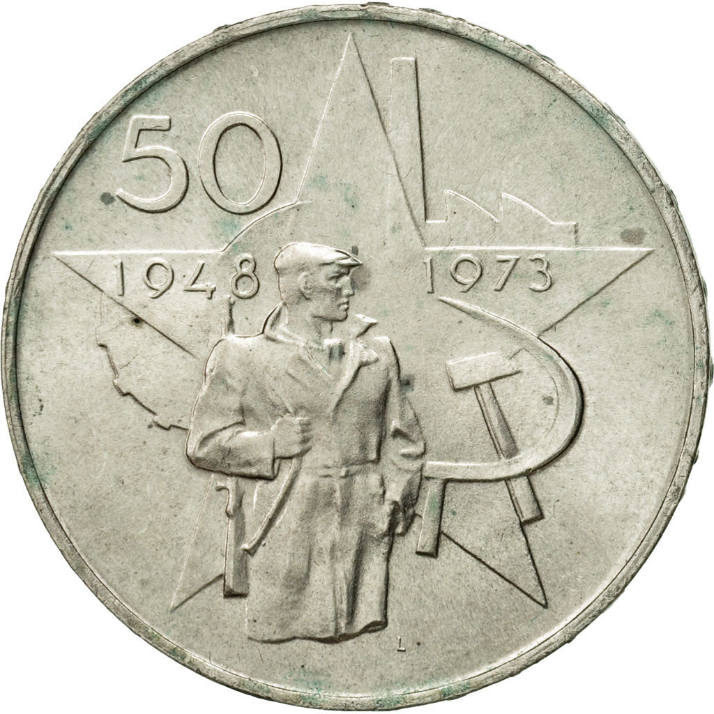 Coin, Czechoslovakia, 50 Korun, 1973, MS(60-62), Silver, KM:78