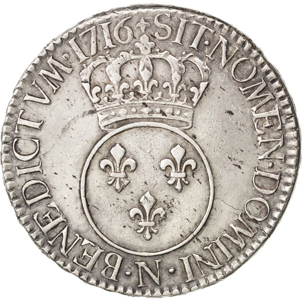Monnaie, France, Louis XV, Écu Vertugadin, Ecu, 1716, Montpellier, TTB+
