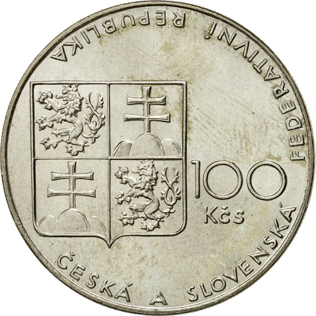 Coin, Czechoslovakia, 100 Korun, 1990, MS(63), Silver, KM:141