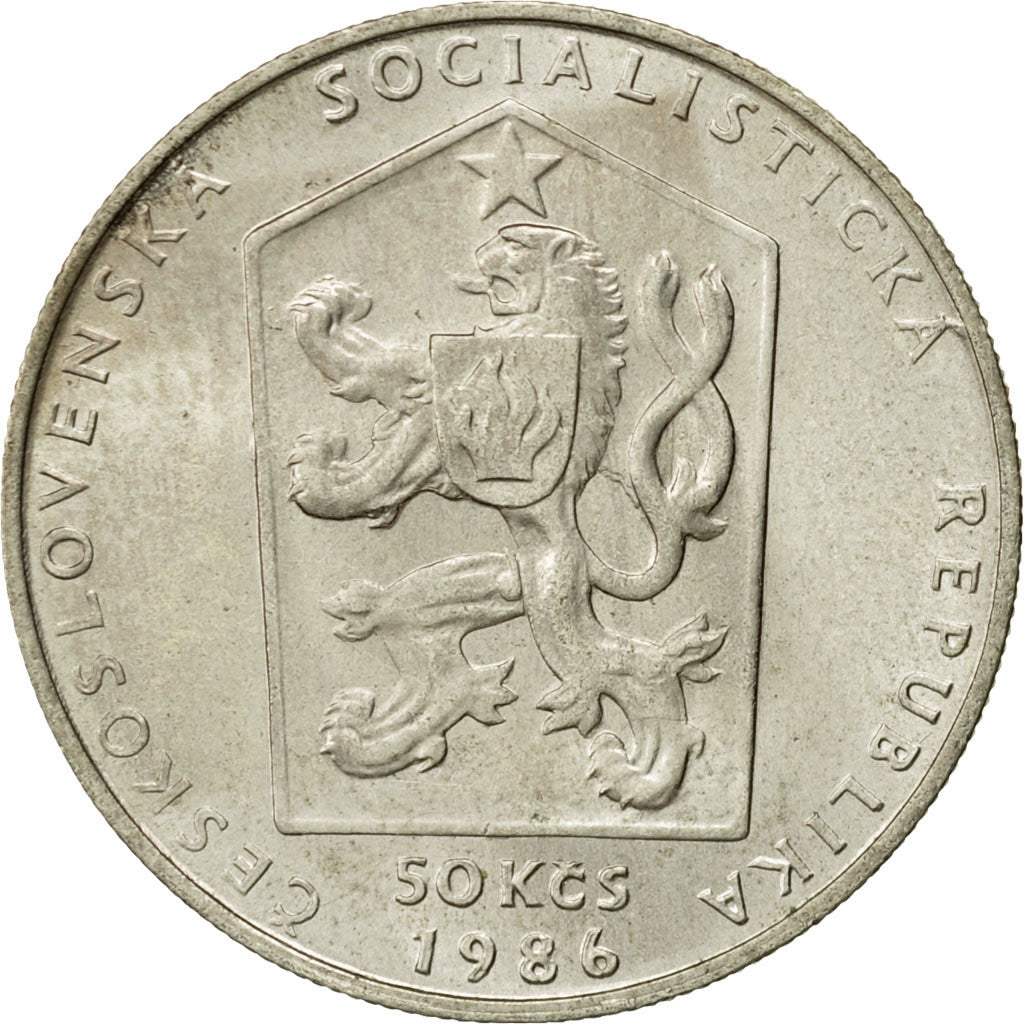 Coin, Czechoslovakia, 50 Korun, 1986, MS(63), Silver, KM:126