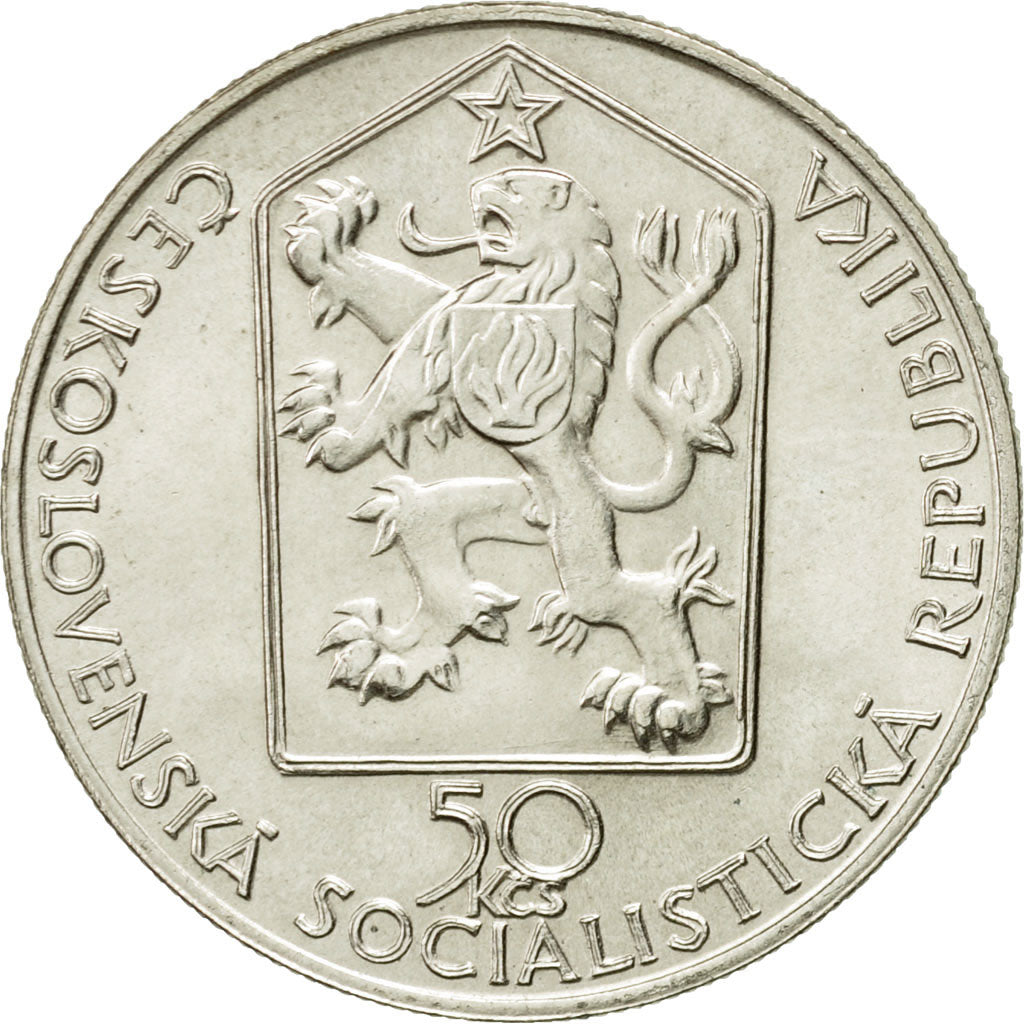 Coin, Czechoslovakia, 50 Korun, 1989, MS(63), Silver, KM:133