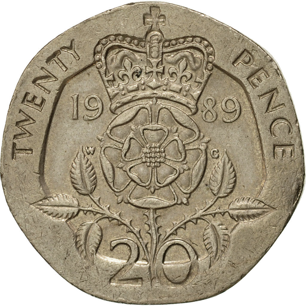 Coin, Great Britain, Elizabeth II, 20 Pence, 1989, AU(50-53), Copper-nickel