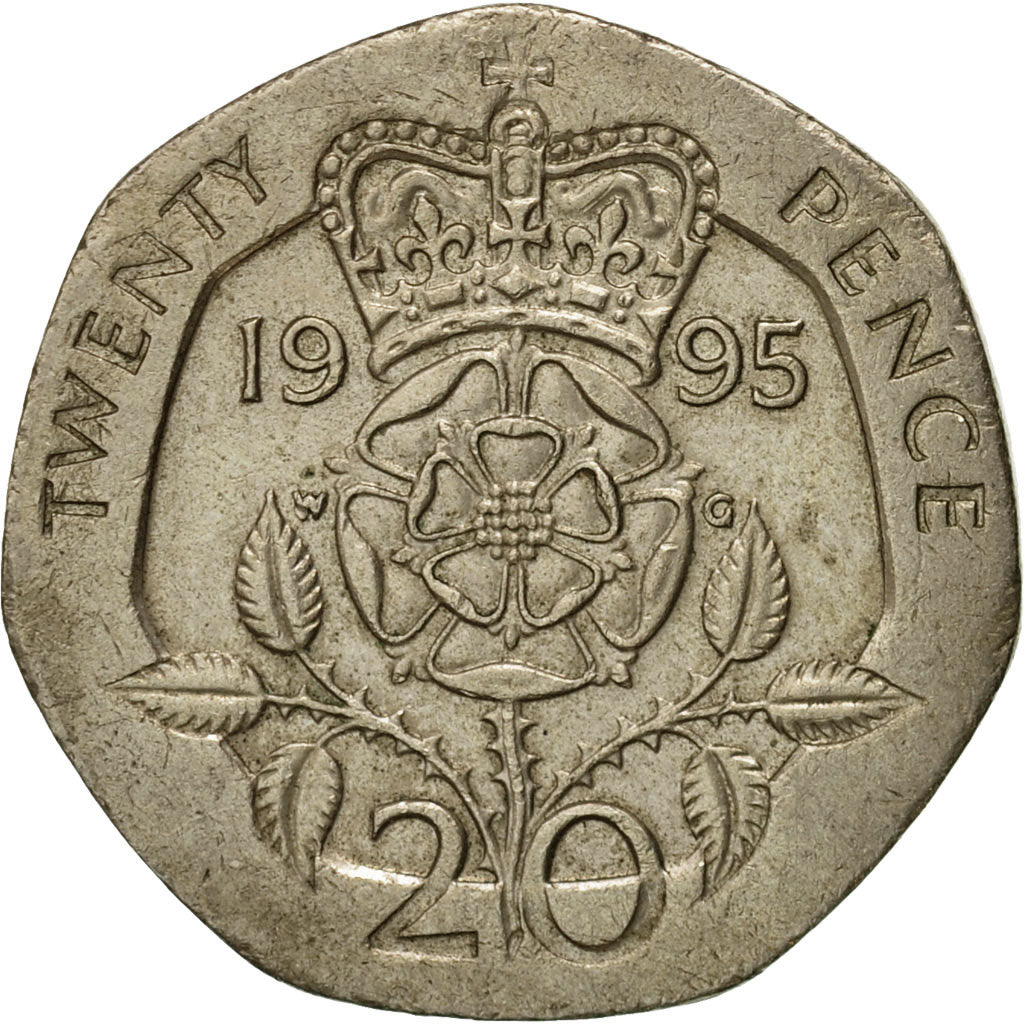 Coin, Great Britain, Elizabeth II, 20 Pence, 1995, AU(50-53), Copper-nickel
