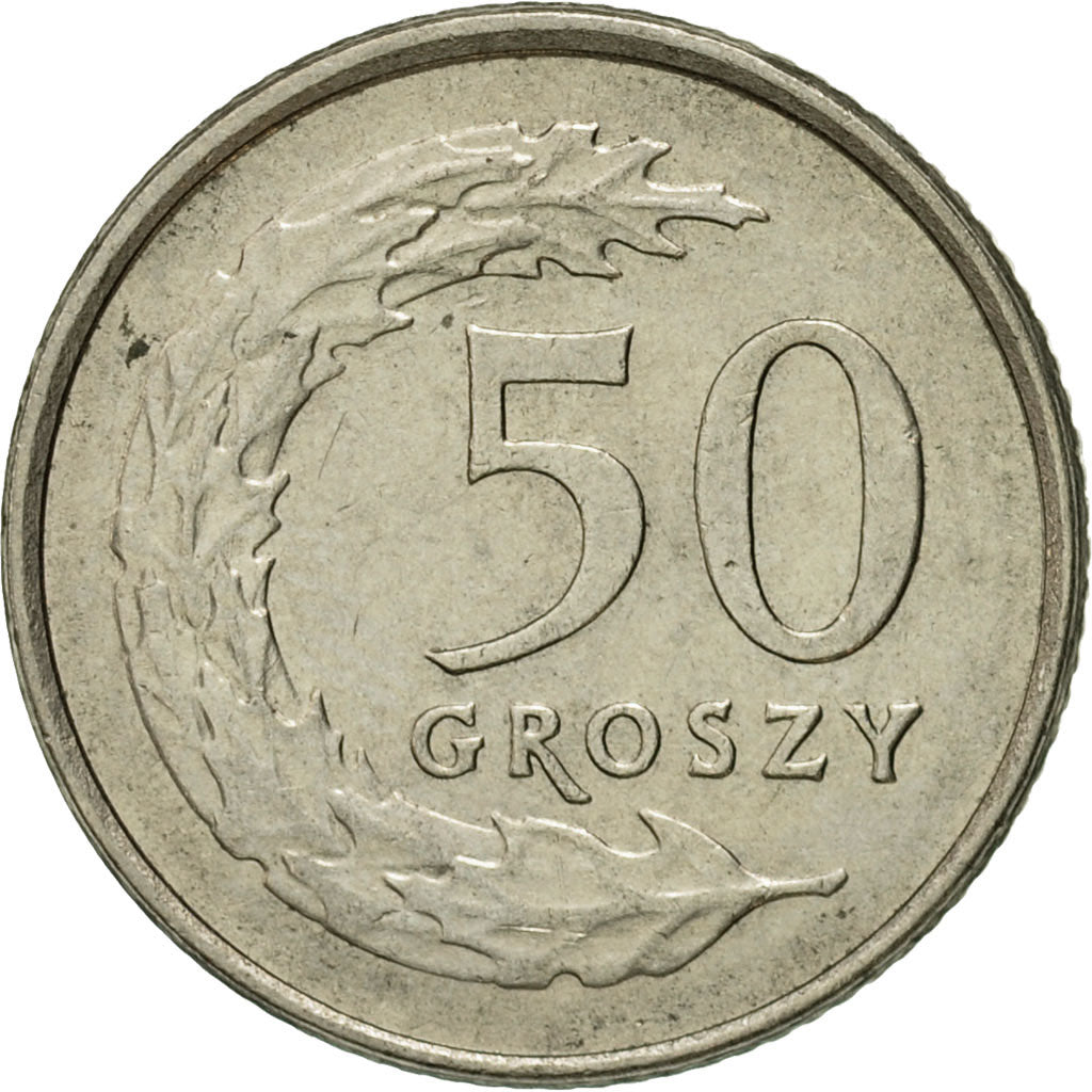 Coin, Poland, 50 Groszy, 1990, Warsaw, EF(40-45), Copper-nickel, KM:281