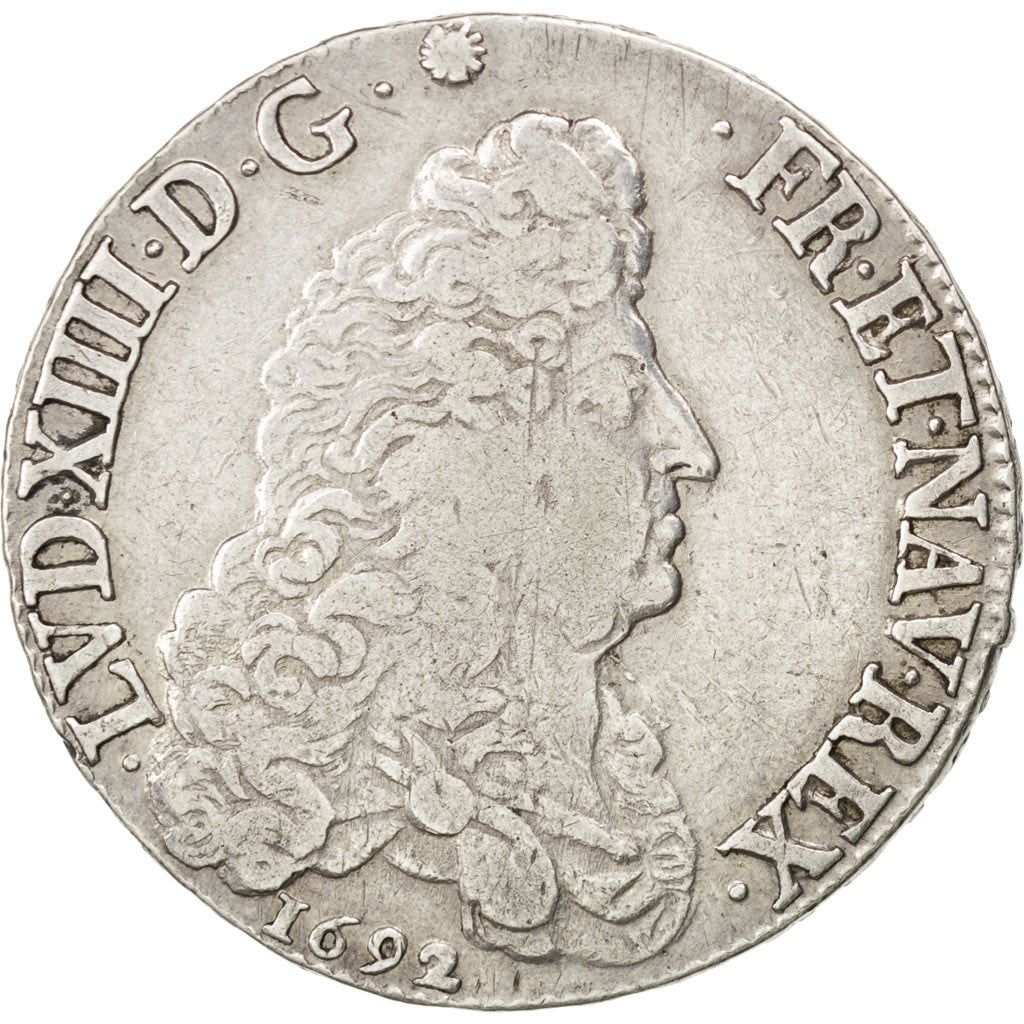 Coin, France, Louis XIV, Écu aux 8 L, Ecu, 1692, Riom, EF(40-45), Silver