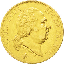 Francia, Louis XVIII, Louis XVIII, 40 Francs, 1817, Paris, BB+, Oro, KM:713.1...