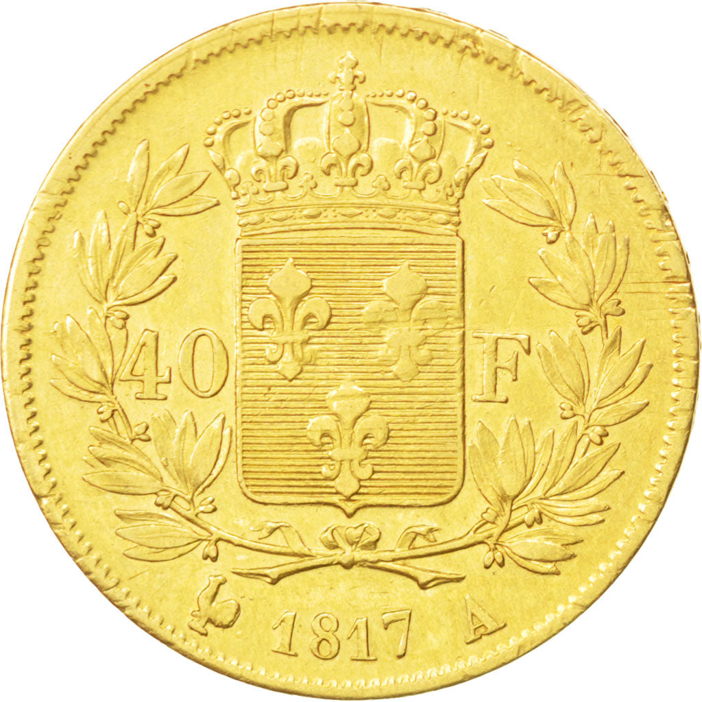Francia, Louis XVIII, Louis XVIII, 40 Francs, 1817, Paris, BB+, Oro, KM:713.1...