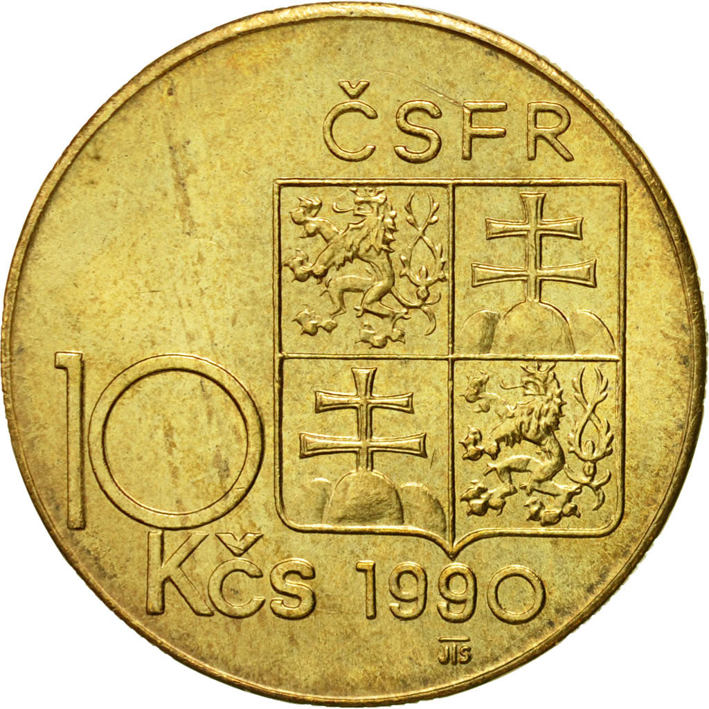 Coin, Czechoslovakia, 10 Korun, 1990, AU(55-58), Nickel-Bronze, KM:139.2