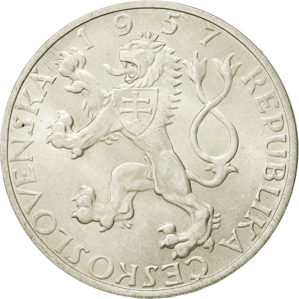 Coin, Czechoslovakia, 10 Korun, 1957, MS(63), Silver, KM:48