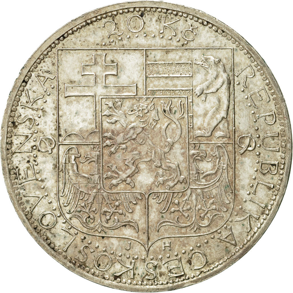Coin, Czechoslovakia, 20 Korun, 1937, EF(40-45), Silver, KM:18