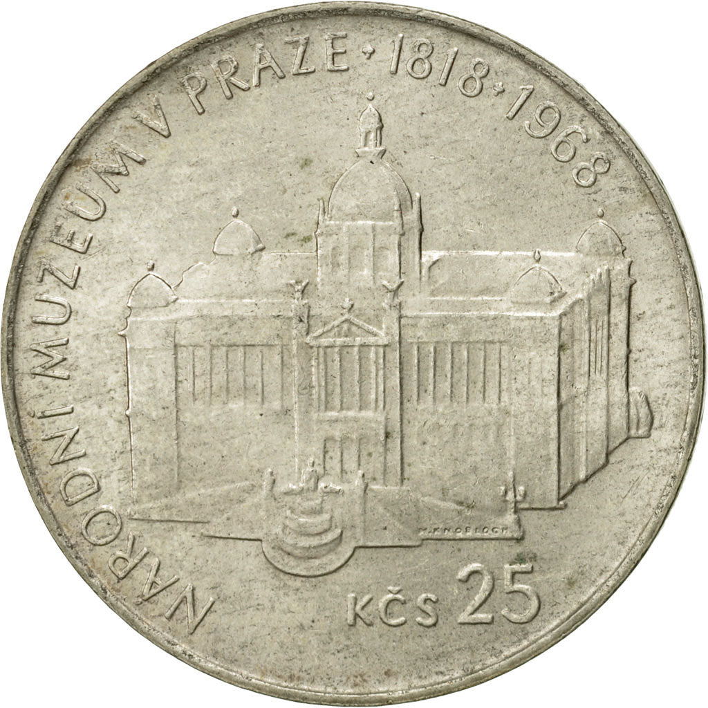 Coin, Czechoslovakia, 25 Korun, 1968, AU(55-58), Silver, KM:64